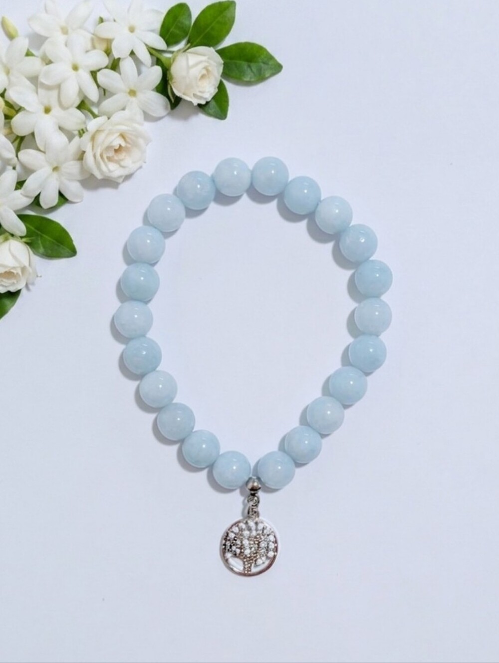Chalcedony Bracelet With Cubic Zirconia Charm
